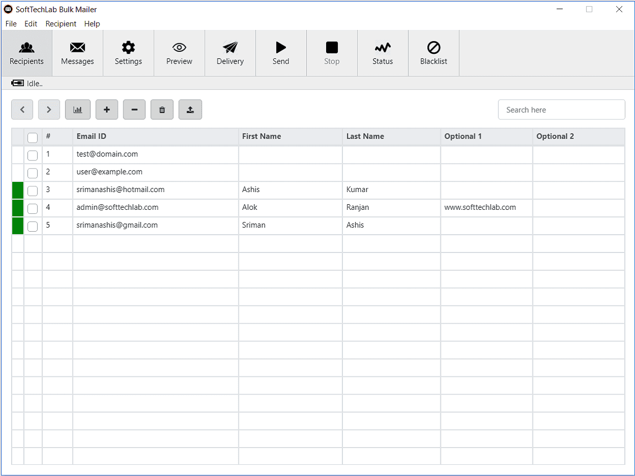 Recipients List Management